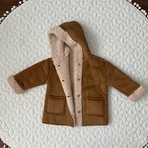 Faux-shearling suedette coat Zara 110cm, 4-5 years
